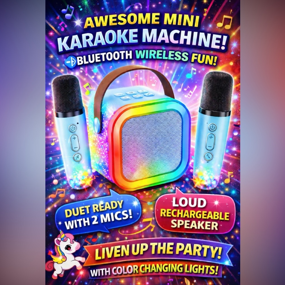 Rechargeable Mini Bluetooth Karaoke Set (Pink)